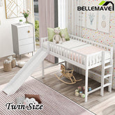 Bellemave® Low Loft Bed with Ladder and Slide - Bellemave